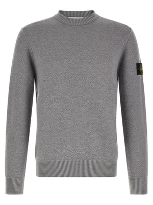 Stone Island Grauer Cardigan aus reiner Schurwolle