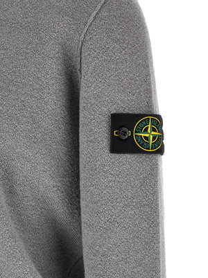 Stone Island Grauer Cardigan aus reiner Schurwolle