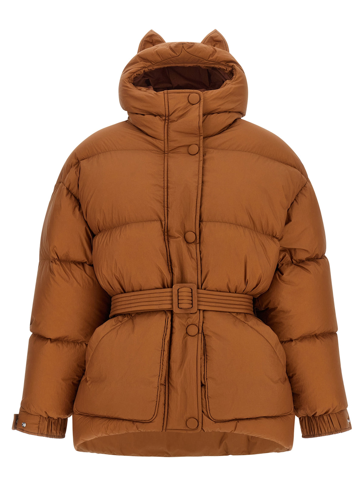 IENKI IENKI Braune Nylon-Jacke in voller Länge