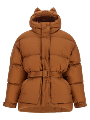 IENKI IENKI Braune Nylon-Jacke in voller Länge