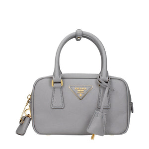 Prada Graue Lederhandtasche