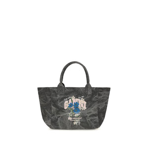 Ganni Graue Baumwoll-Schultertasche