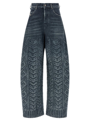 Diesel Blaue High-Waist Jeans aus Baumwolle