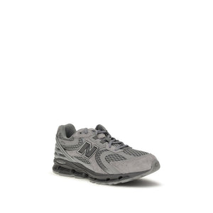 New Balance Graue Stoff-Sneaker mit niedrigem Schaft