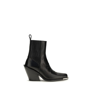 Rabanne Schwarze Ankle Boots aus Kalbsleder Bos Taurus