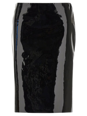 Ferragamo Schwarzer Midi-Rock aus Lammleder