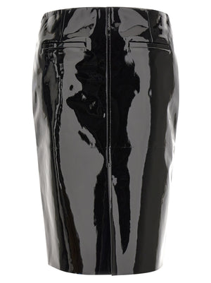 Ferragamo Schwarzer Midi-Rock aus Lammleder