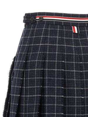 Thom Browne Blaue Woll-Maxirock