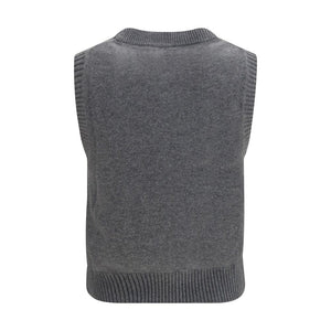Ganni Grauer Wollpullover Oves Aries Ärmellos