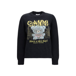 Ganni Schwarzer Pullover aus recycelter Wolle