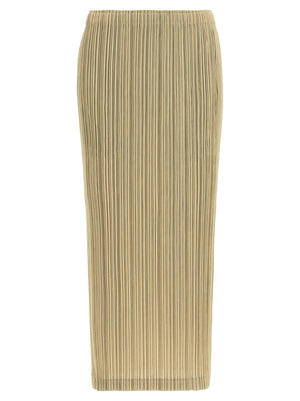 PLEATS PLEASE ISSEY MIYAKE Beiger Midirock aus Polyester