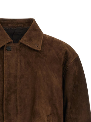 SSSTEIN Braune Ziegenleder-Jacke in voller Länge