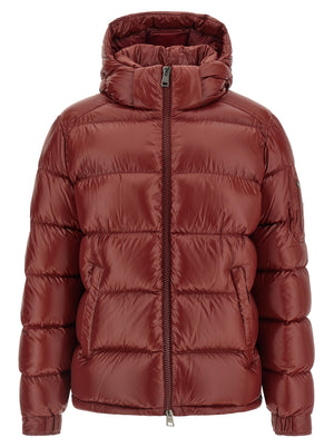 Herno Bordeaux Polyamid-Steppjacke in voller Länge