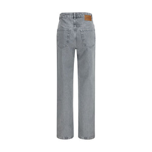 Ganni Graue Jeans aus Baumwolle im geraden Schnitt