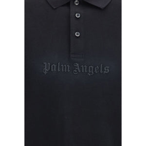 Palm Angels Schwarzes Baumwoll-Poloshirt
