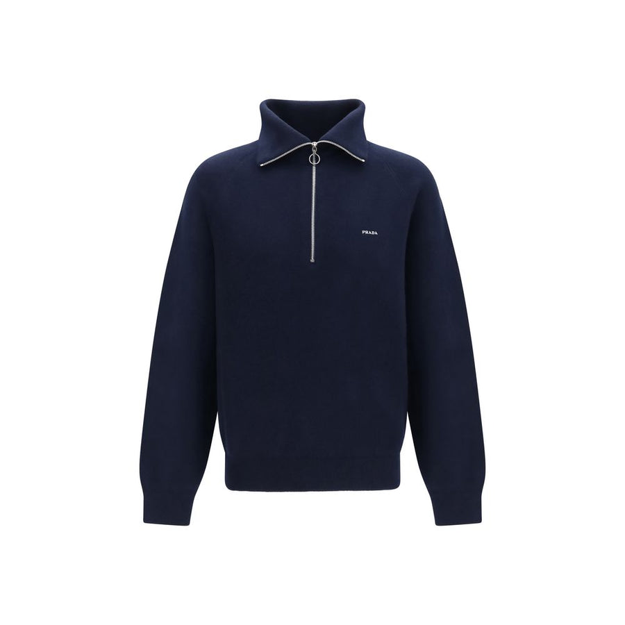 Prada Blue Wool Oves Aries Polohemd