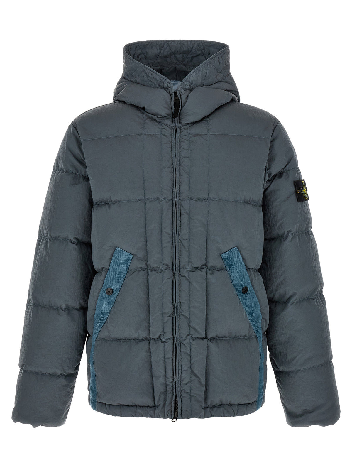 Stone Island Graue Polyamid-Jacke in voller Länge