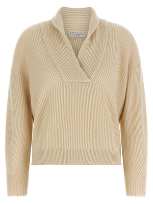 Brunello Cucinelli Beige Cashmere Cardigan