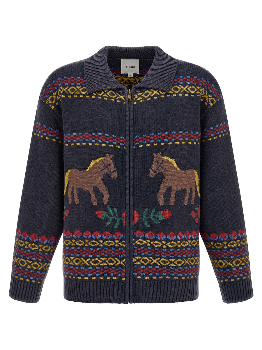 FOUND Blauer Baumwollcardigan