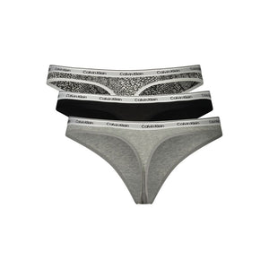 Grey Cotton Womens Thong