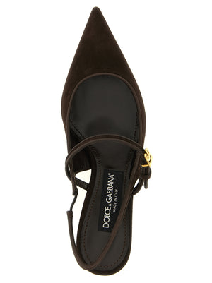 Dolce & Gabbana Braune Ziegenleder Pumps mit mittlerem Absatz