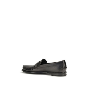 Prada Schwarze "Bos Taurus" Kalbsleder Loafer zum Hineinschlüpfen