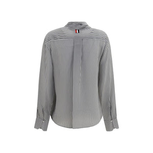 Thom Browne Graues Seidenhemd mit Muster