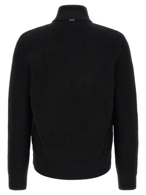 Herno Schwarze Wolljacke in voller Länge