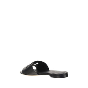 Dolce & Gabbana Schwarze Bos Taurus Kalbsleder-Sandalen