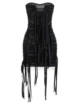 The Attico Kurzes Schwarzes Kleid Aus Polyamid