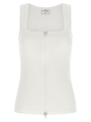 Courrèges Weißes ärmelloses Baumwoll-T-Shirt