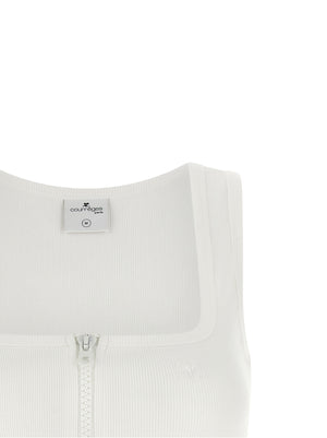 Courrèges Weißes ärmelloses Baumwoll-T-Shirt