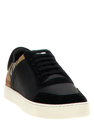 Burberry Schwarze Kalbsleder Low-Top-Sneaker
