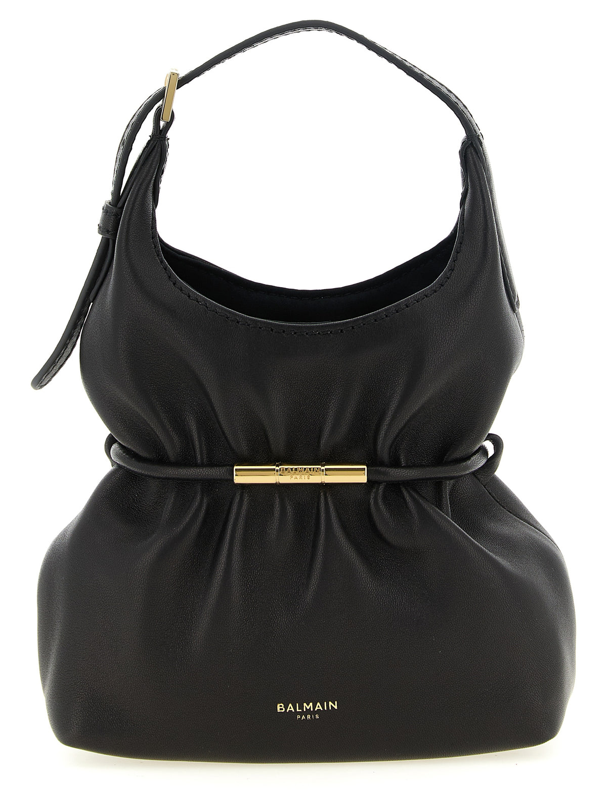 Balmain Schwarze Lammleder-Schultertasche