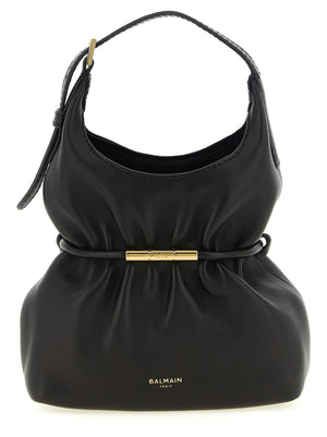 Balmain Schwarze Lammleder-Schultertasche