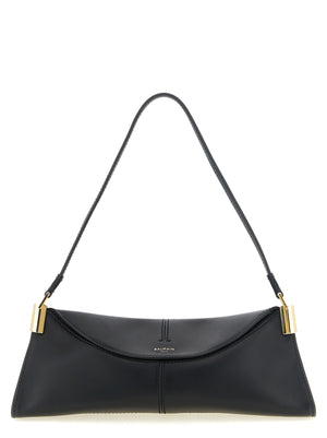 Balmain Schwarze Kalbsleder-Schultertasche