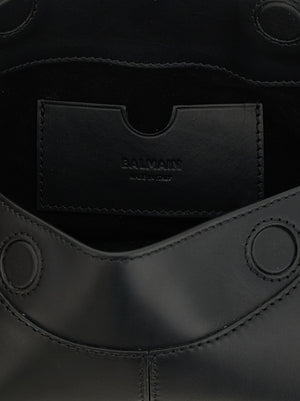 Balmain Schwarze Kalbsleder-Schultertasche