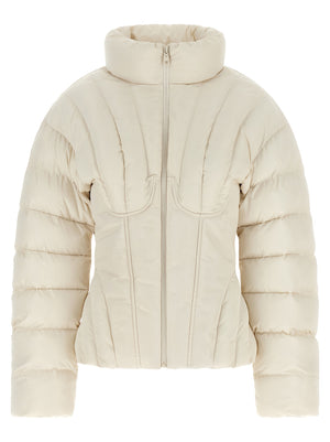Elisabetta Franchi Weiße Polyester-Jacke in voller Länge
