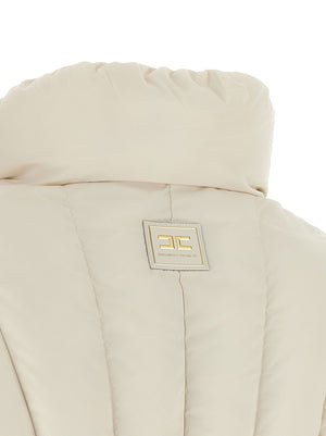 Elisabetta Franchi Weiße Polyester-Jacke in voller Länge
