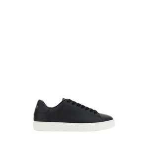 Versace Schwarze Bos Taurus Kalbsleder Low-Top-Sneaker