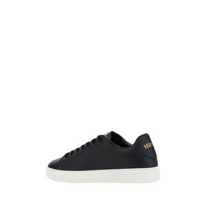Versace Schwarze Bos Taurus Kalbsleder Low-Top-Sneaker