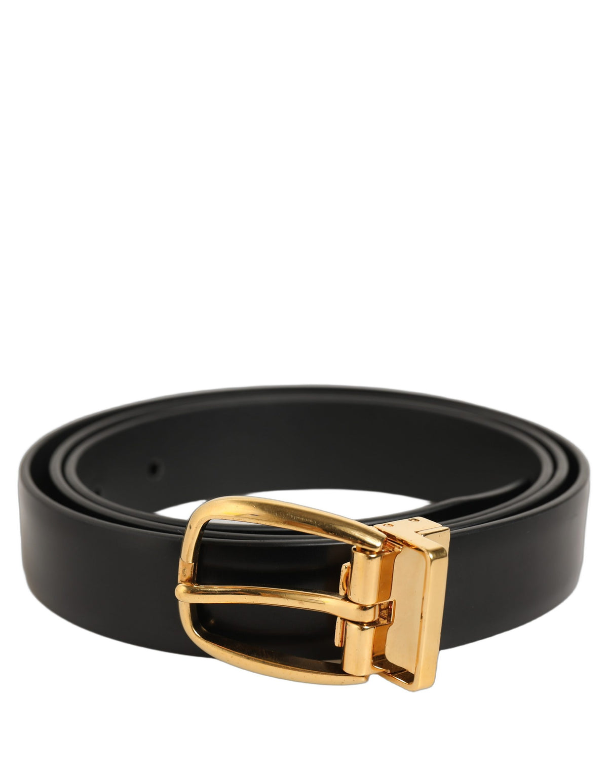 Dolce & Gabbana Schwarzer Ledergürtel mit goldfarbener Metallschnalle