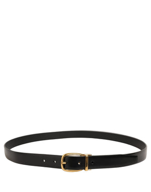 Dolce & Gabbana Schwarzer Ledergürtel mit goldfarbener Metallschnalle