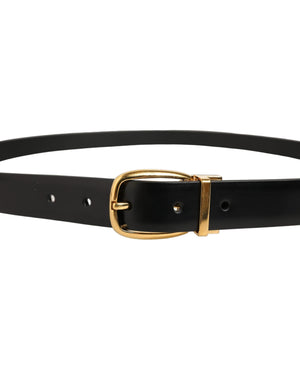 Dolce & Gabbana Schwarzer Ledergürtel mit goldfarbener Metallschnalle