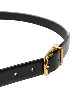 Dolce & Gabbana Schwarzer Ledergürtel mit goldfarbener Metallschnalle