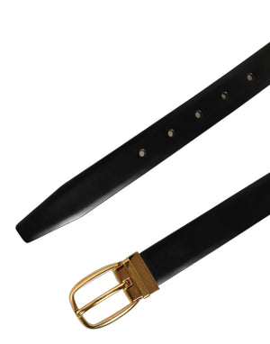 Dolce & Gabbana Schwarzer Ledergürtel mit goldfarbener Metallschnalle