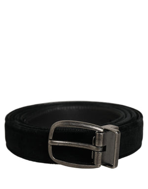 Dolce & Gabbana Klassischer Herren-Gürtel aus schwarzer Baumwolle mit Metallschnalle