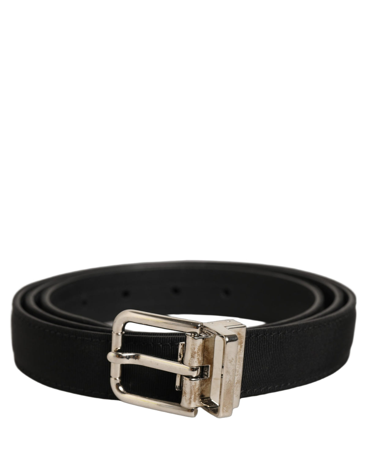 Dolce & Gabbana Schwarzer Ledergürtel mit silberfarbener Schnalle
