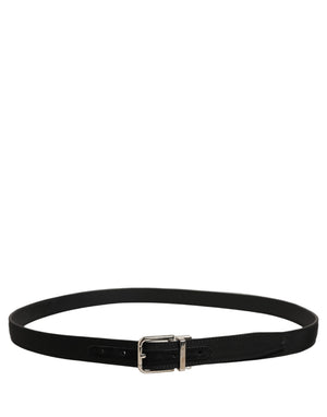 Dolce & Gabbana Schwarzer Ledergürtel mit silberfarbener Schnalle