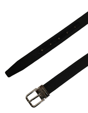 Dolce & Gabbana Schwarzer Ledergürtel mit silberfarbener Schnalle